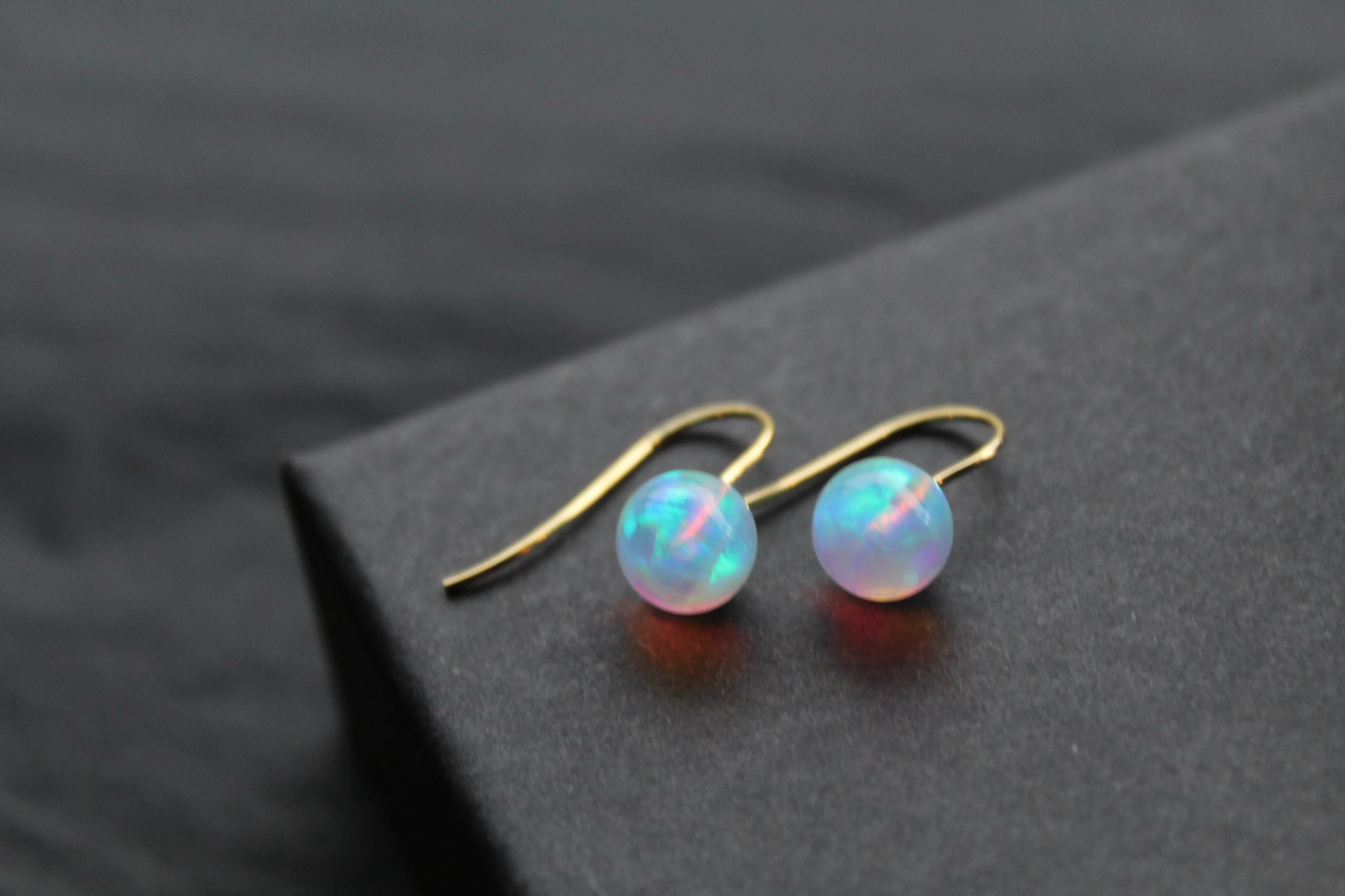 9ct Gold Hook 8mm Sea Opals - Swax Jewellery Barmouth