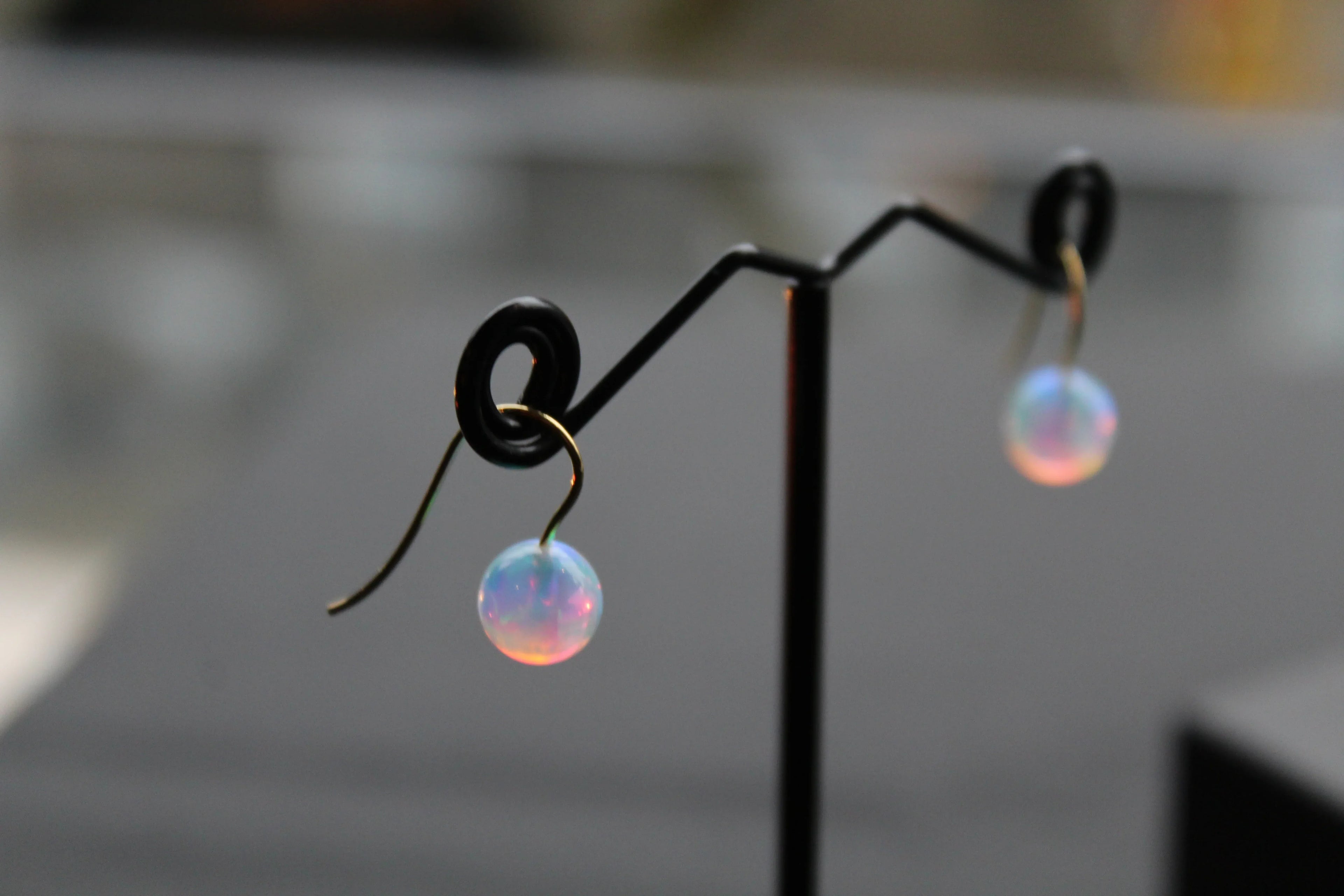 9ct Gold Hook 8mm Sea Opals - Swax Jewellery Barmouth