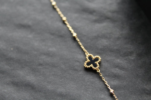 9ct Gold Onyx 'Vintage' Flower/Clover Bracelet - Swax Jewellery Barmouth