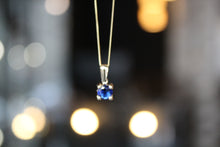 Load image into Gallery viewer, 9ct Gold Sapphire Blue Pendant and Chain
