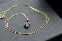 Load image into Gallery viewer, 9ct Gold Sapphire Blue Pendant and Chain
