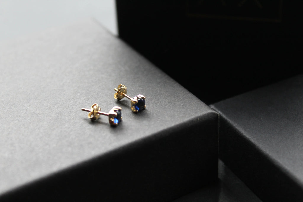 9ct Gold Sapphire Blue Studs - Swax Jewellery Barmouth