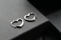 9ct White Gold Heart Hoops - Swax Jewellery Barmouth