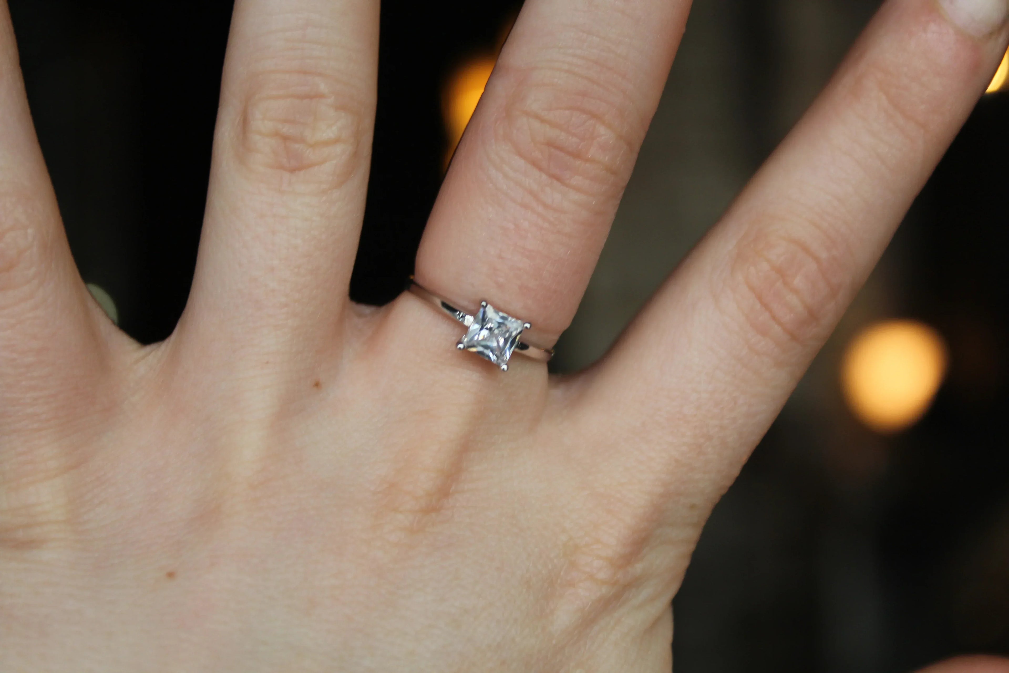 9ct White Gold Princess Cut CZ Ring - Swax Jewellery Barmouth