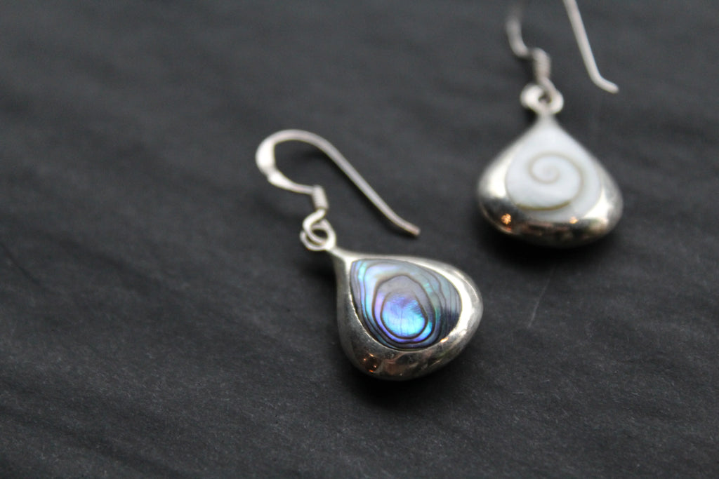 Abalone Shell & Shiva Eye Double Sided Earrings - Swax Jewellery Barmouth