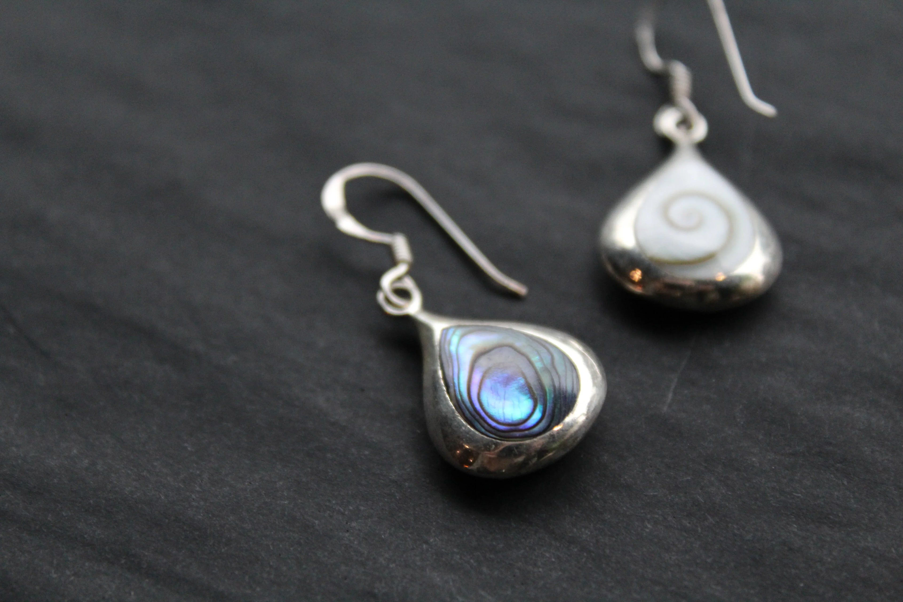 Abalone Shell & Shiva Eye Double Sided Earrings - Swax Jewellery Barmouth