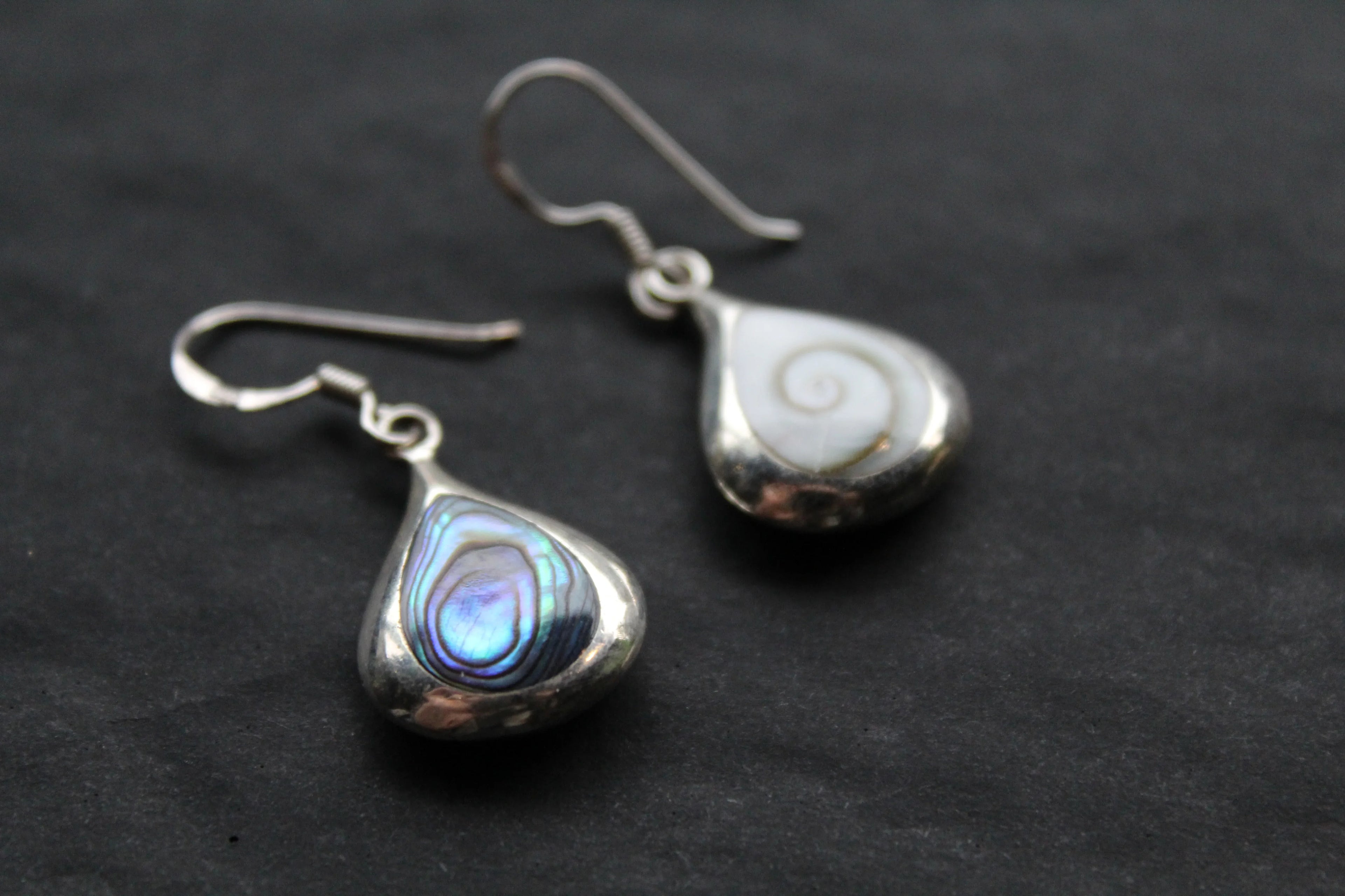 Abalone Shell & Shiva Eye Double Sided Earrings - Swax Jewellery Barmouth