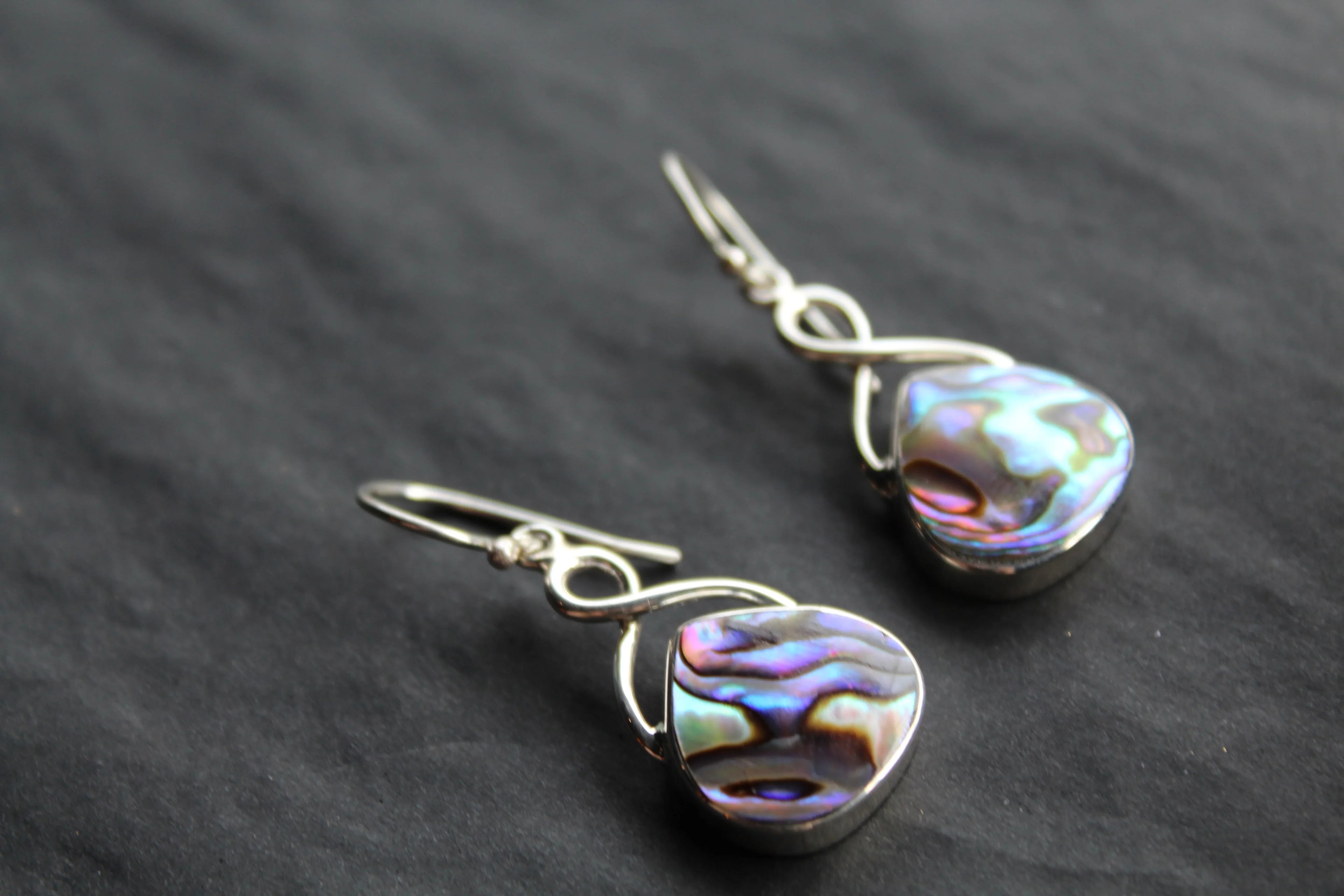 Abalone Shell & Sterling Silver Knot Topped Earrings - Swax Jewellery Barmouth