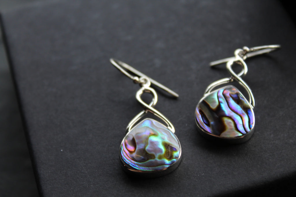 Abalone Shell & Sterling Silver Knot Topped Earrings - Swax Jewellery Barmouth