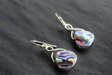 Load image into Gallery viewer, Abalone Shell &amp; Sterling Silver Knot Topped Earrings
