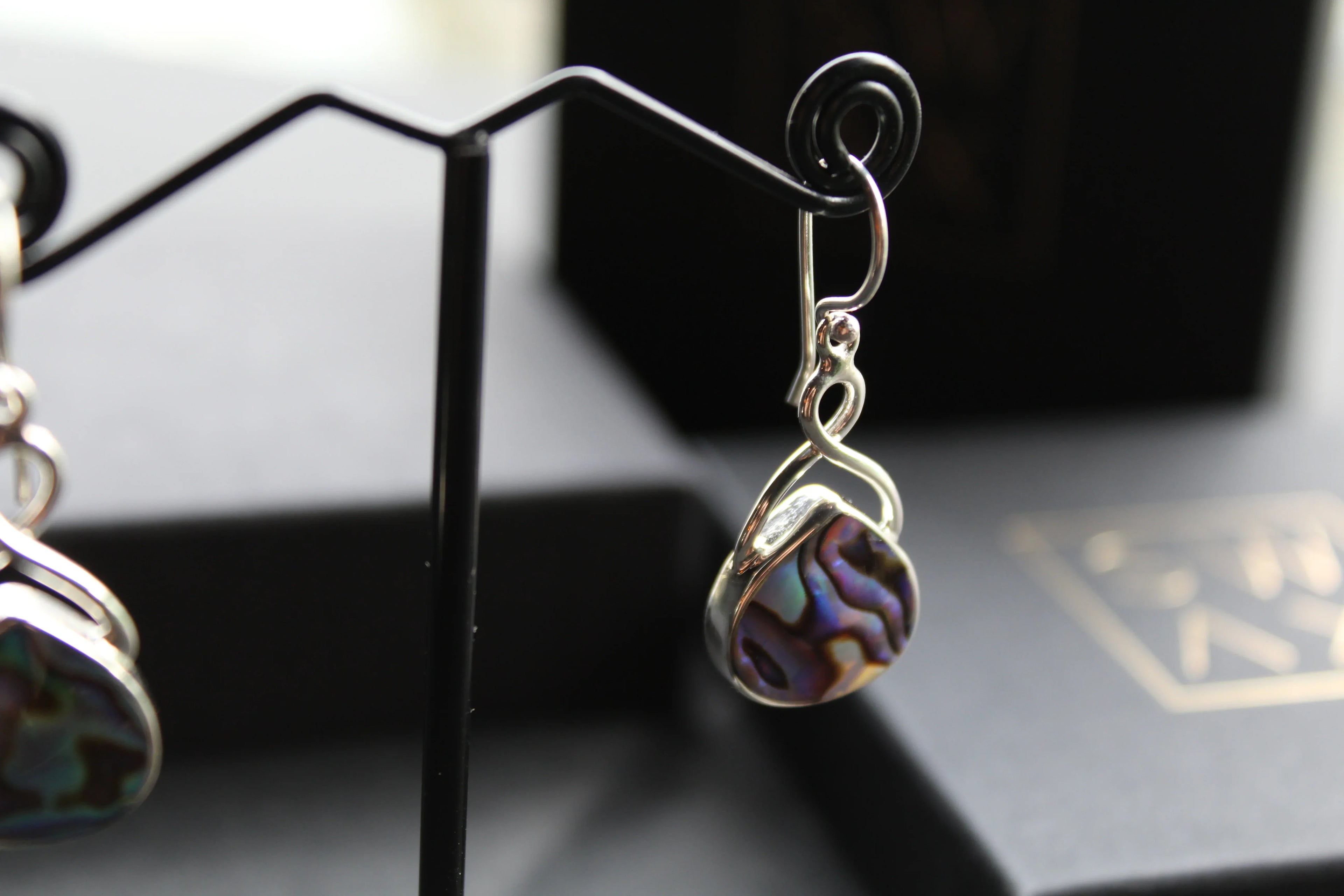 Abalone Shell & Sterling Silver Knot Topped Earrings - Swax Jewellery Barmouth