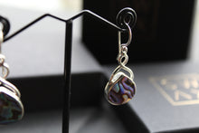 Load image into Gallery viewer, Abalone Shell &amp; Sterling Silver Knot Topped Earrings
