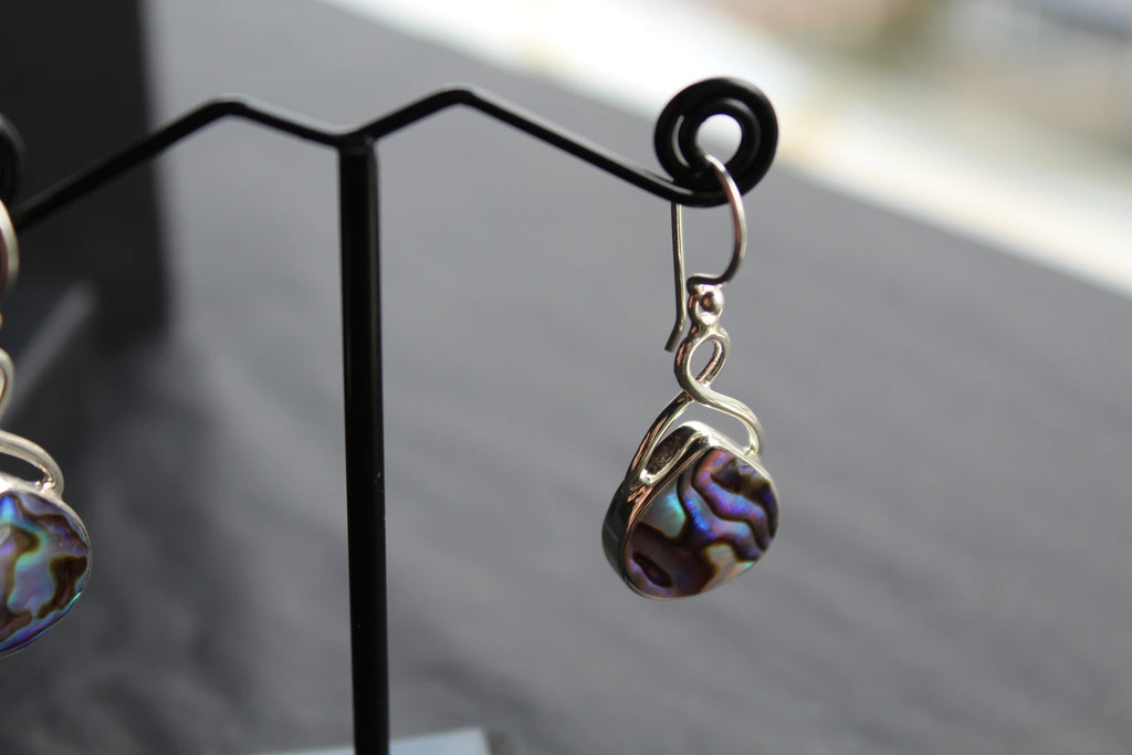 Abalone Shell & Sterling Silver Knot Topped Earrings - Swax Jewellery Barmouth