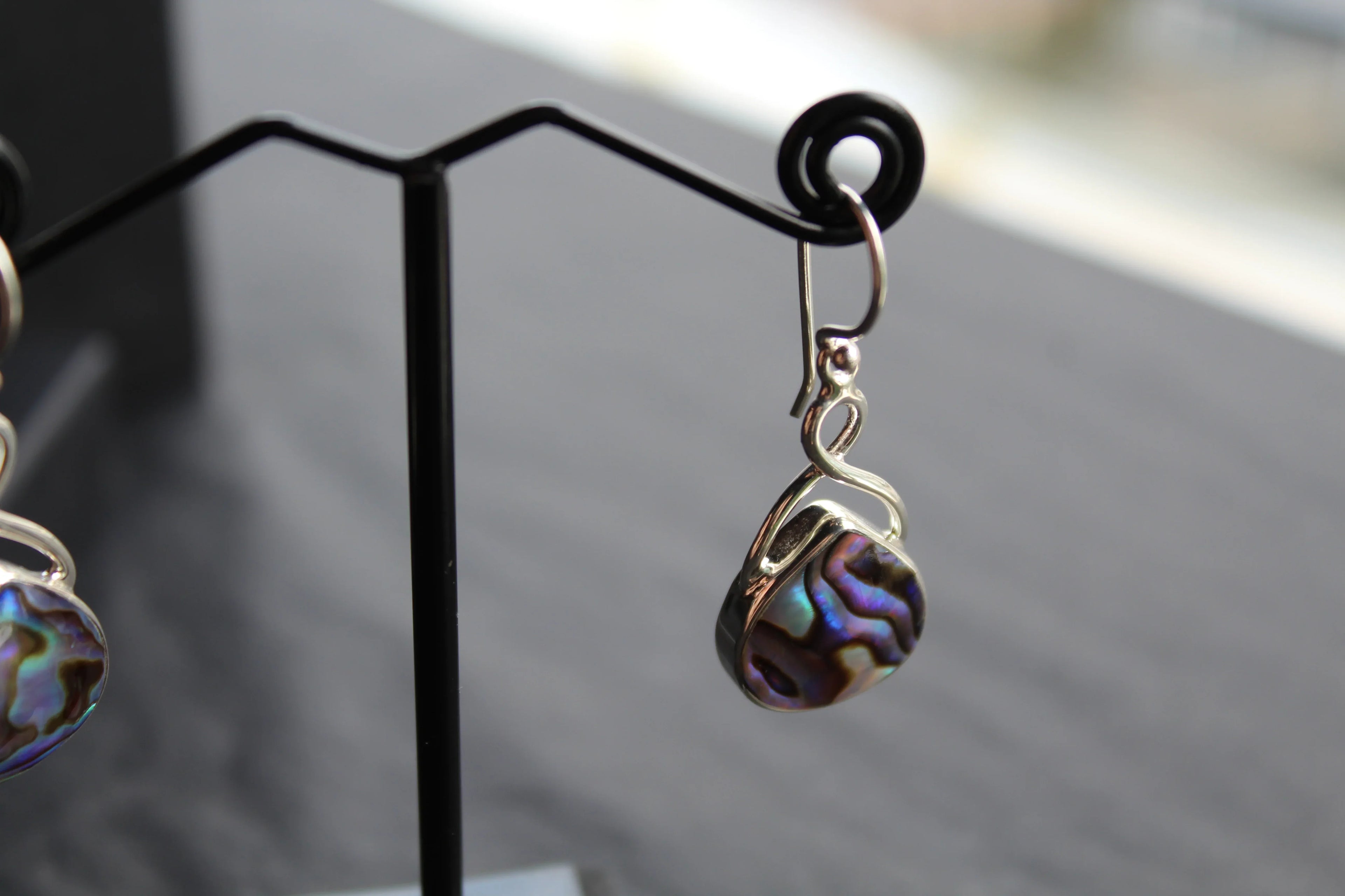 Abalone Shell & Sterling Silver Knot Topped Earrings - Swax Jewellery Barmouth