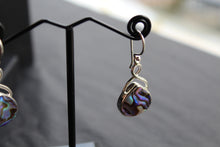 Load image into Gallery viewer, Abalone Shell &amp; Sterling Silver Knot Topped Earrings
