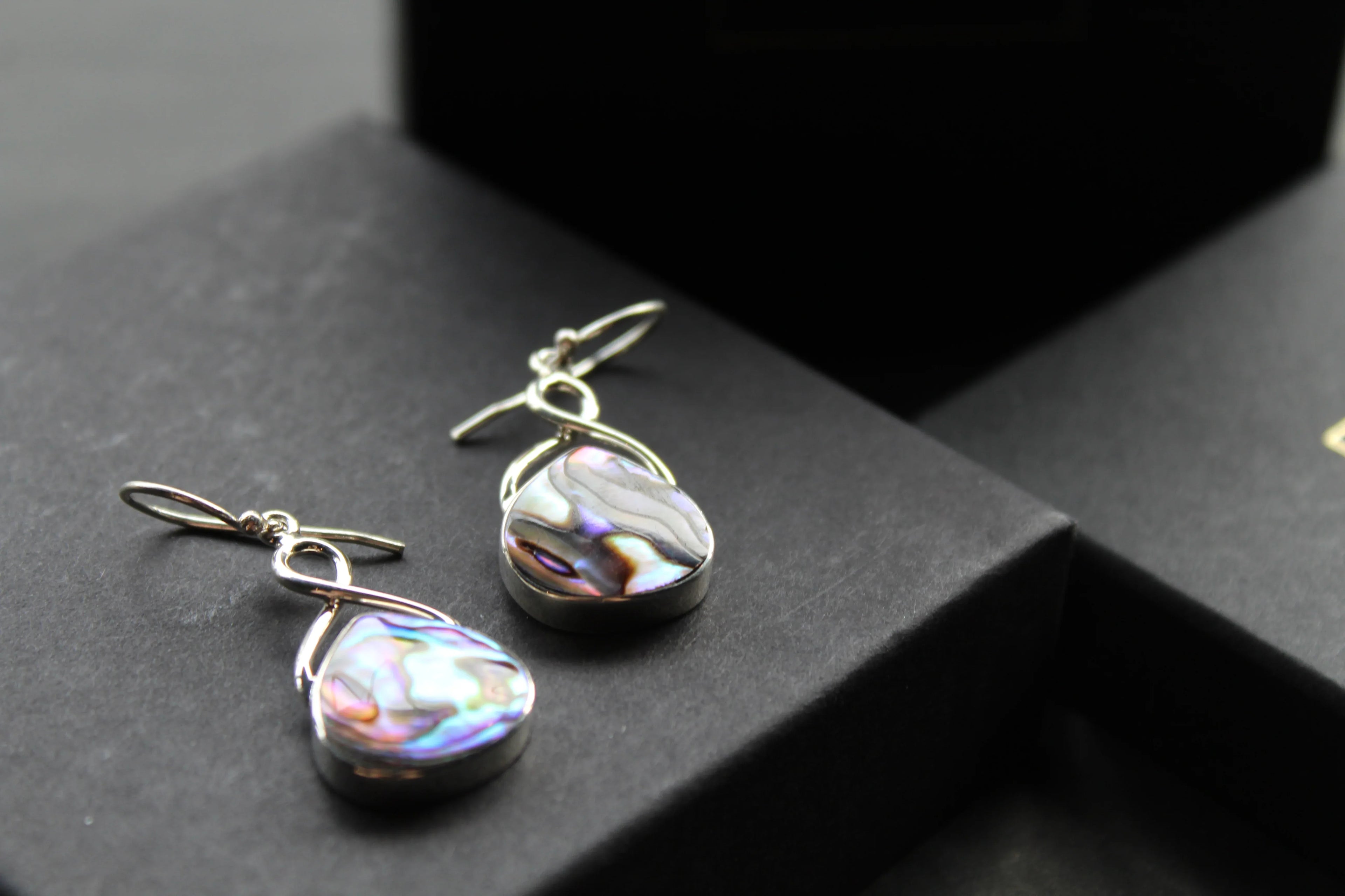 Abalone Shell & Sterling Silver Knot Topped Earrings - Swax Jewellery Barmouth