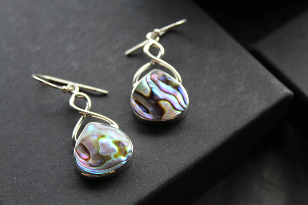 Abalone Shell & Sterling Silver Knot Topped Earrings - Swax Jewellery Barmouth