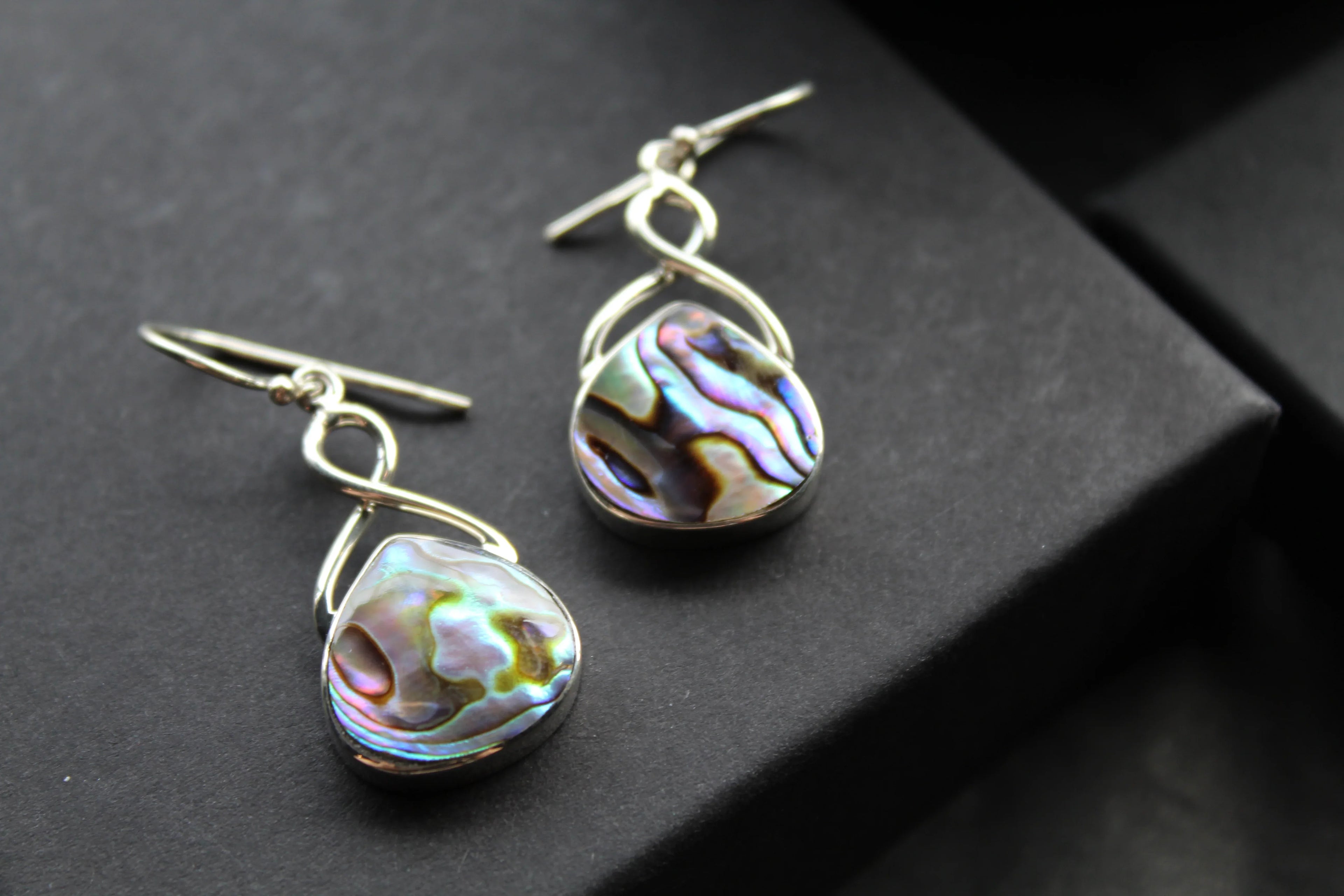 Abalone Shell & Sterling Silver Knot Topped Earrings - Swax Jewellery Barmouth