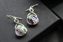 Load image into Gallery viewer, Abalone Shell &amp; Sterling Silver Knot Topped Earrings
