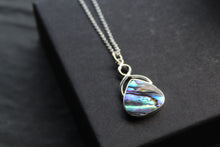 Load image into Gallery viewer, Abalone Shell &amp; Sterling Silver Knot Topped Necklace
