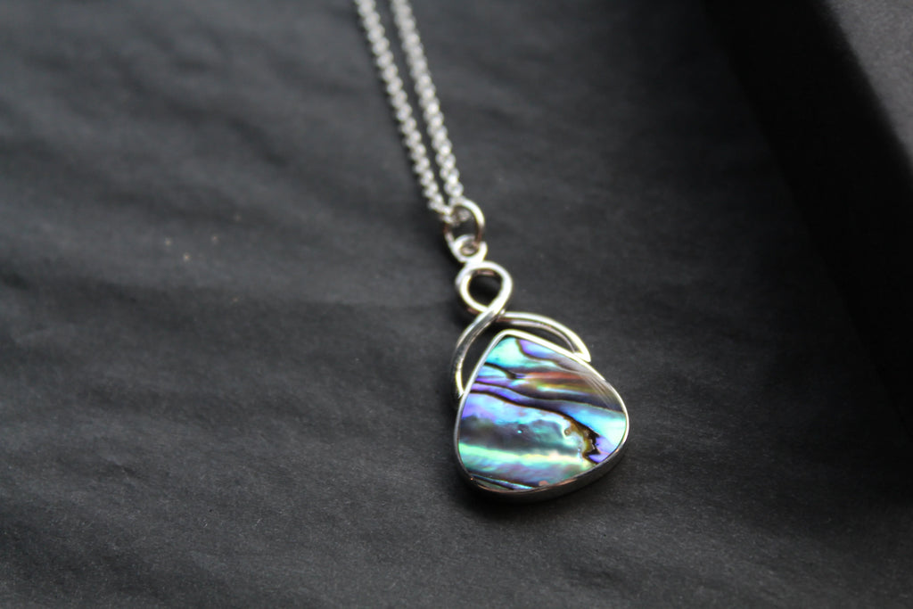 Abalone Shell & Sterling Silver Knot Topped Necklace - Swax Jewellery Barmouth