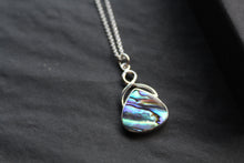 Load image into Gallery viewer, Abalone Shell &amp; Sterling Silver Knot Topped Necklace

