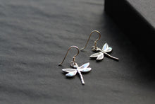 Load image into Gallery viewer, Abalone Shell &amp; Sterling Silver Pointed Dragonfly Earrings
