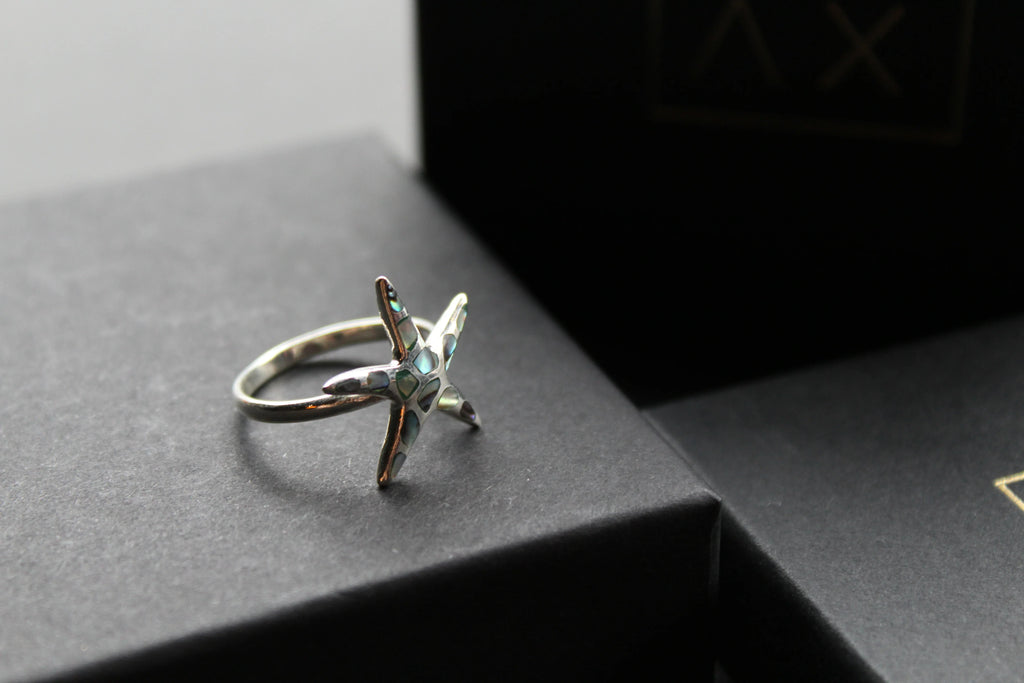 Abalone Star Fish Ring - Swax Jewellery Barmouth
