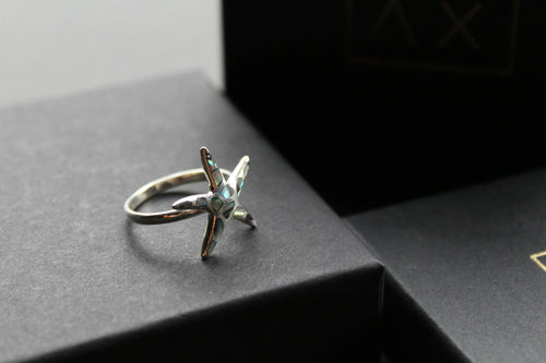 Abalone Star Fish Ring - Swax Jewellery Barmouth