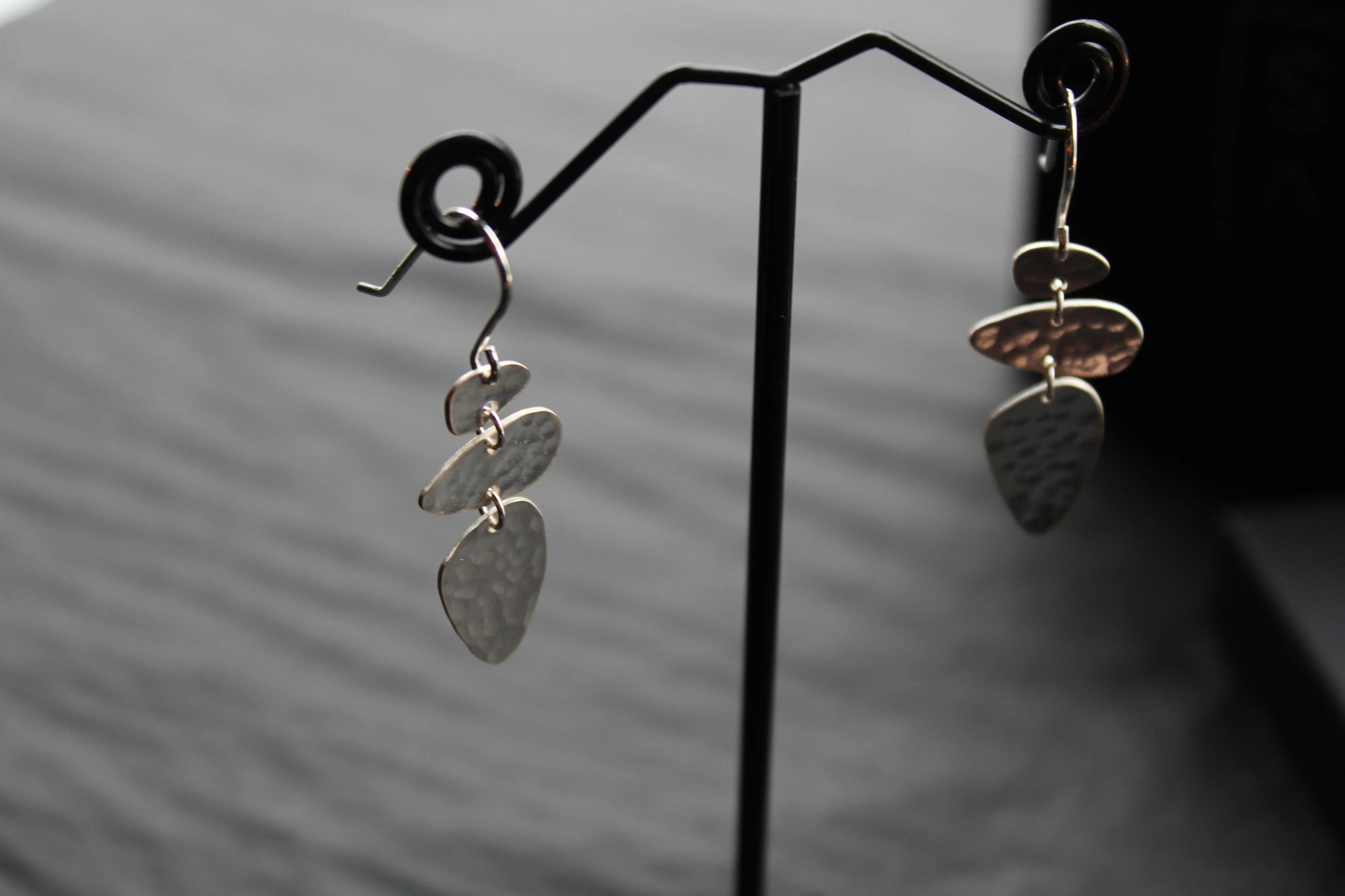 Abstract Pebble Hammered Earrings - Swax Jewellery Barmouth