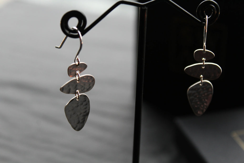 Abstract Pebble Hammered Earrings - Swax Jewellery Barmouth
