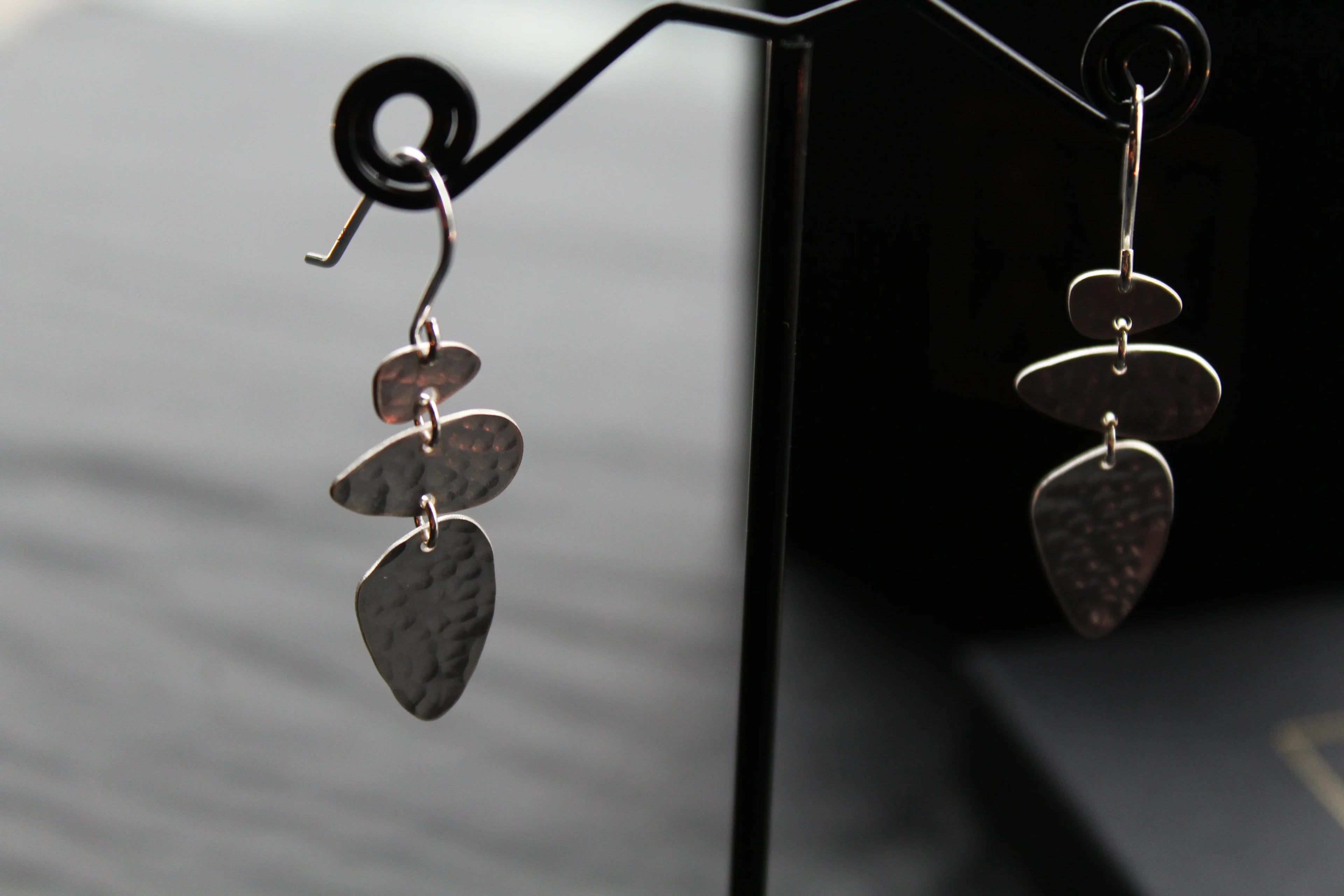 Abstract Pebble Hammered Earrings - Swax Jewellery Barmouth