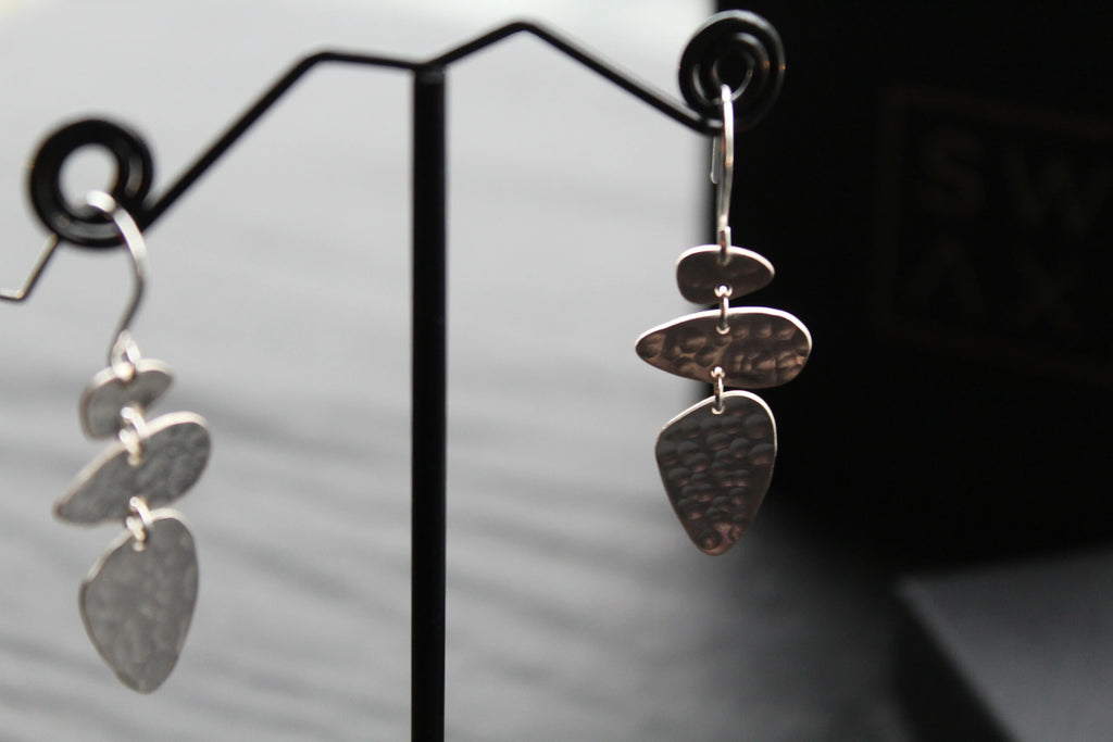 Abstract Pebble Hammered Earrings - Swax Jewellery Barmouth