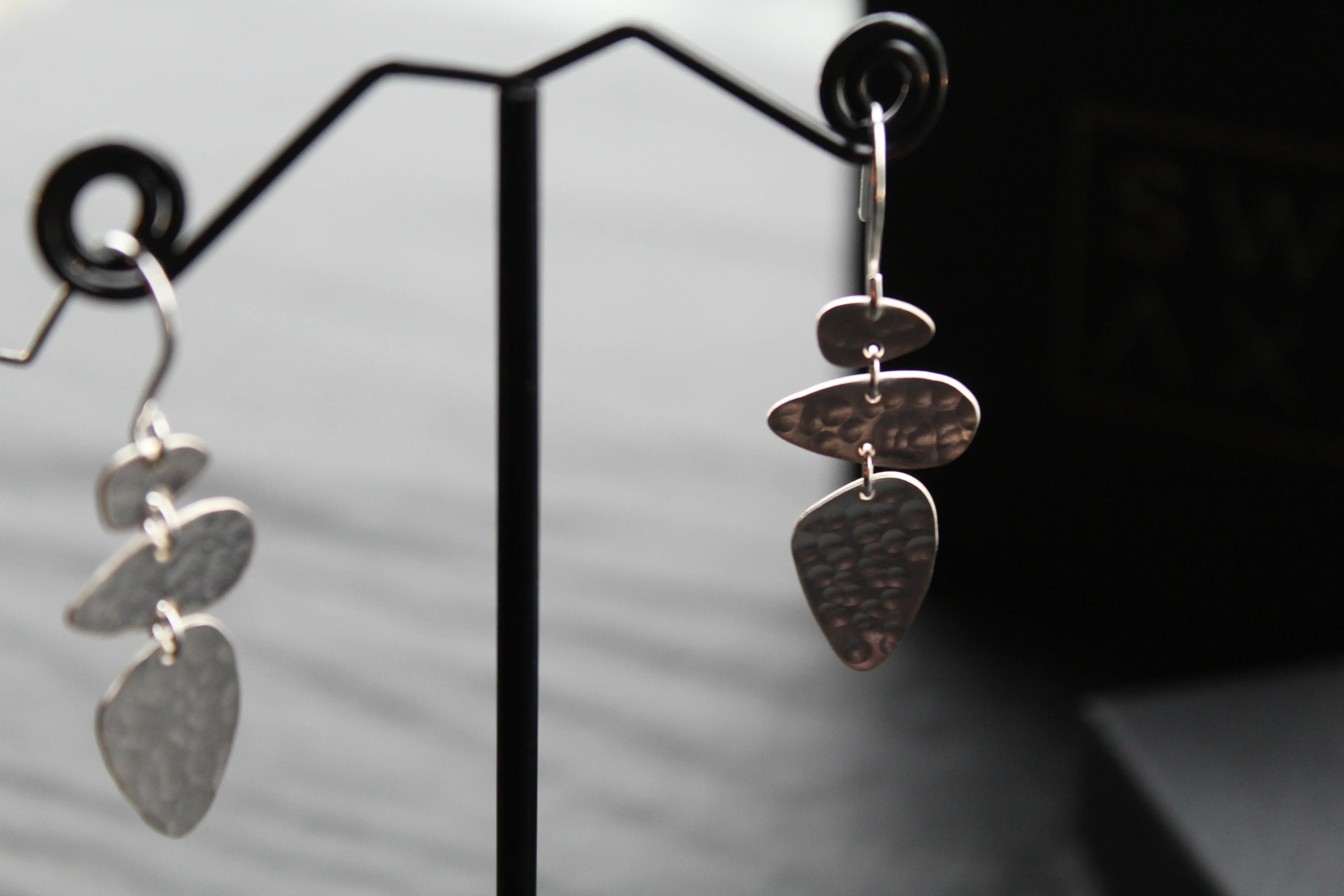 Abstract Pebble Hammered Earrings - Swax Jewellery Barmouth