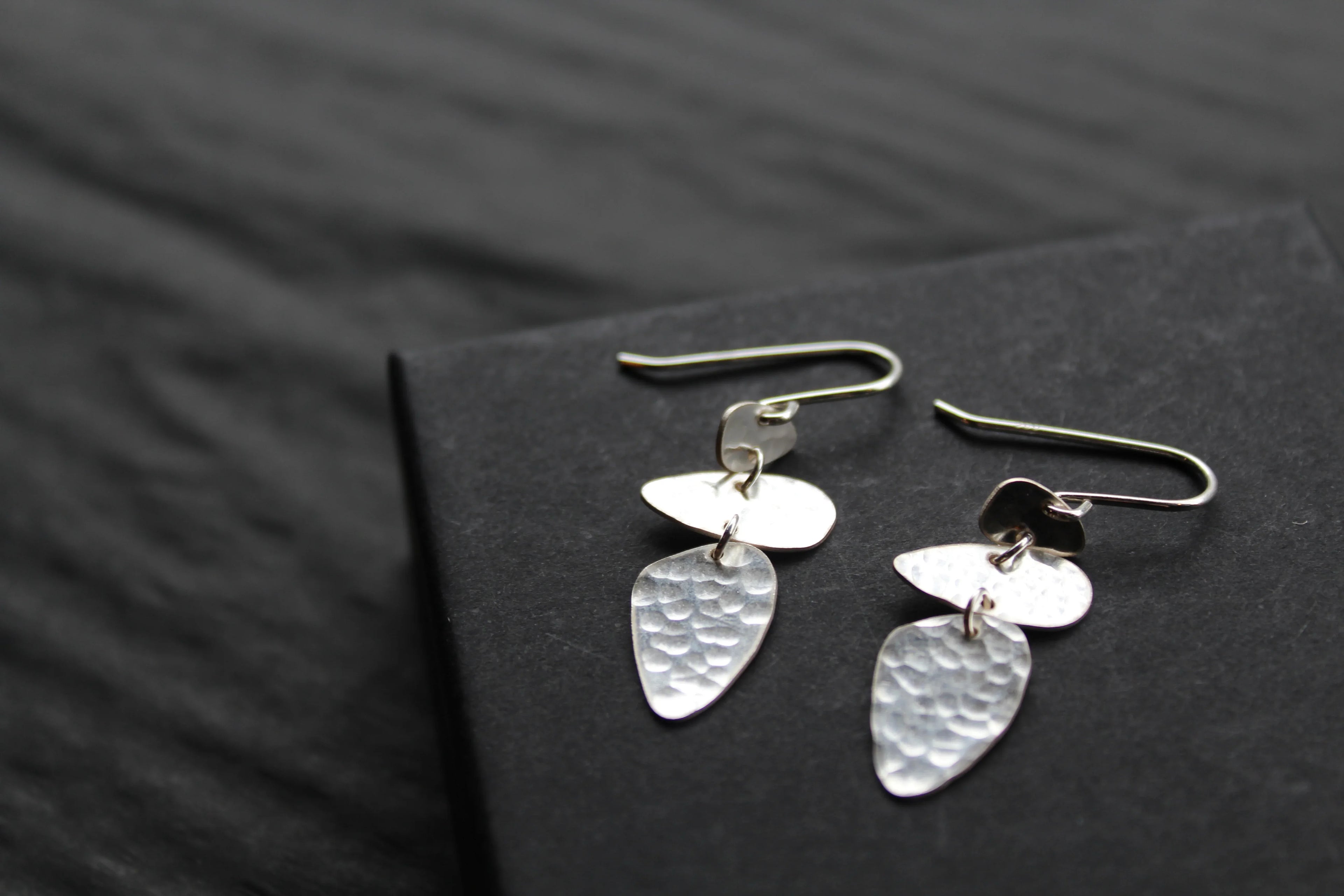 Abstract Pebble Hammered Earrings - Swax Jewellery Barmouth