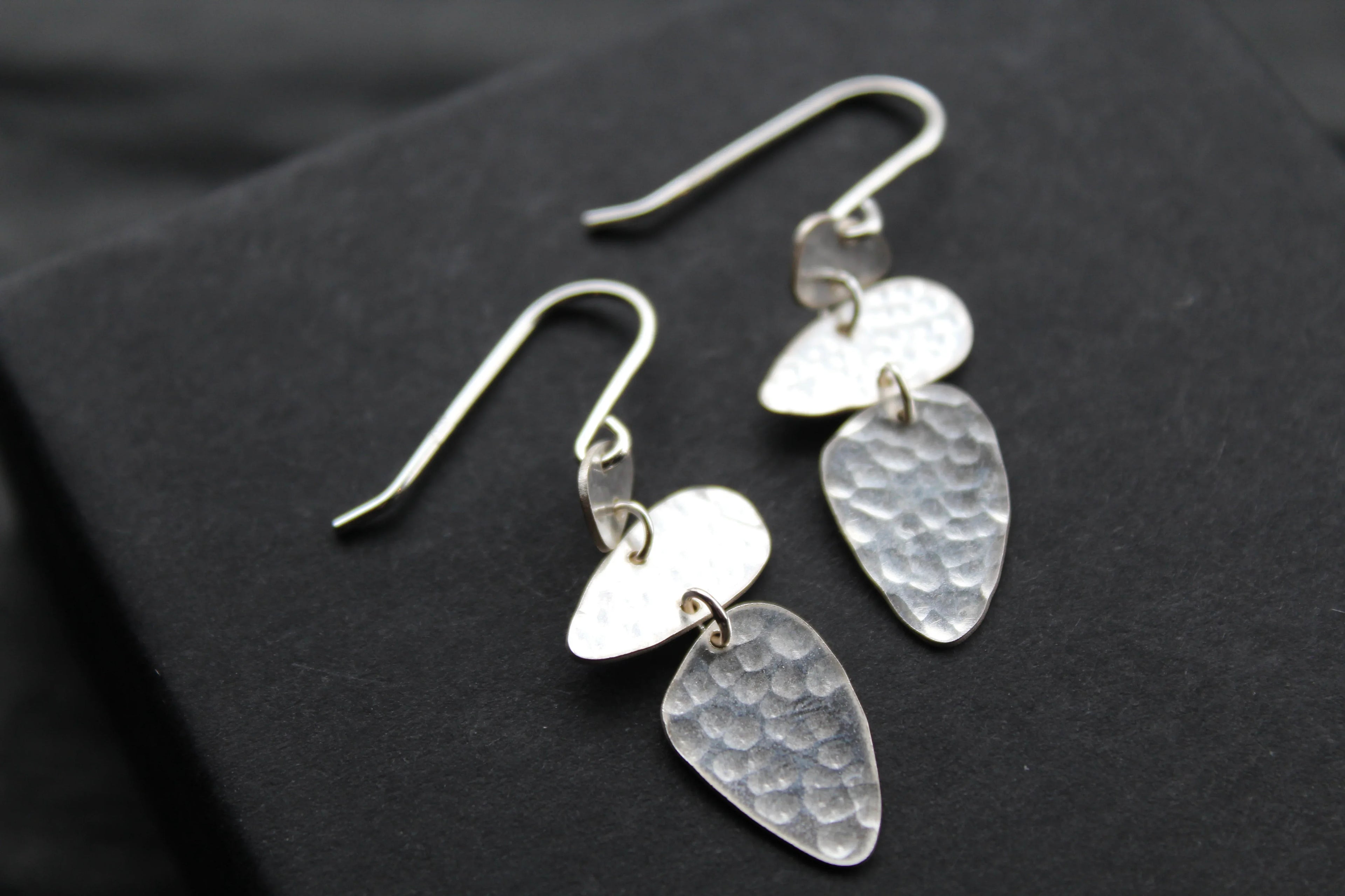 Abstract Pebble Hammered Earrings - Swax Jewellery Barmouth