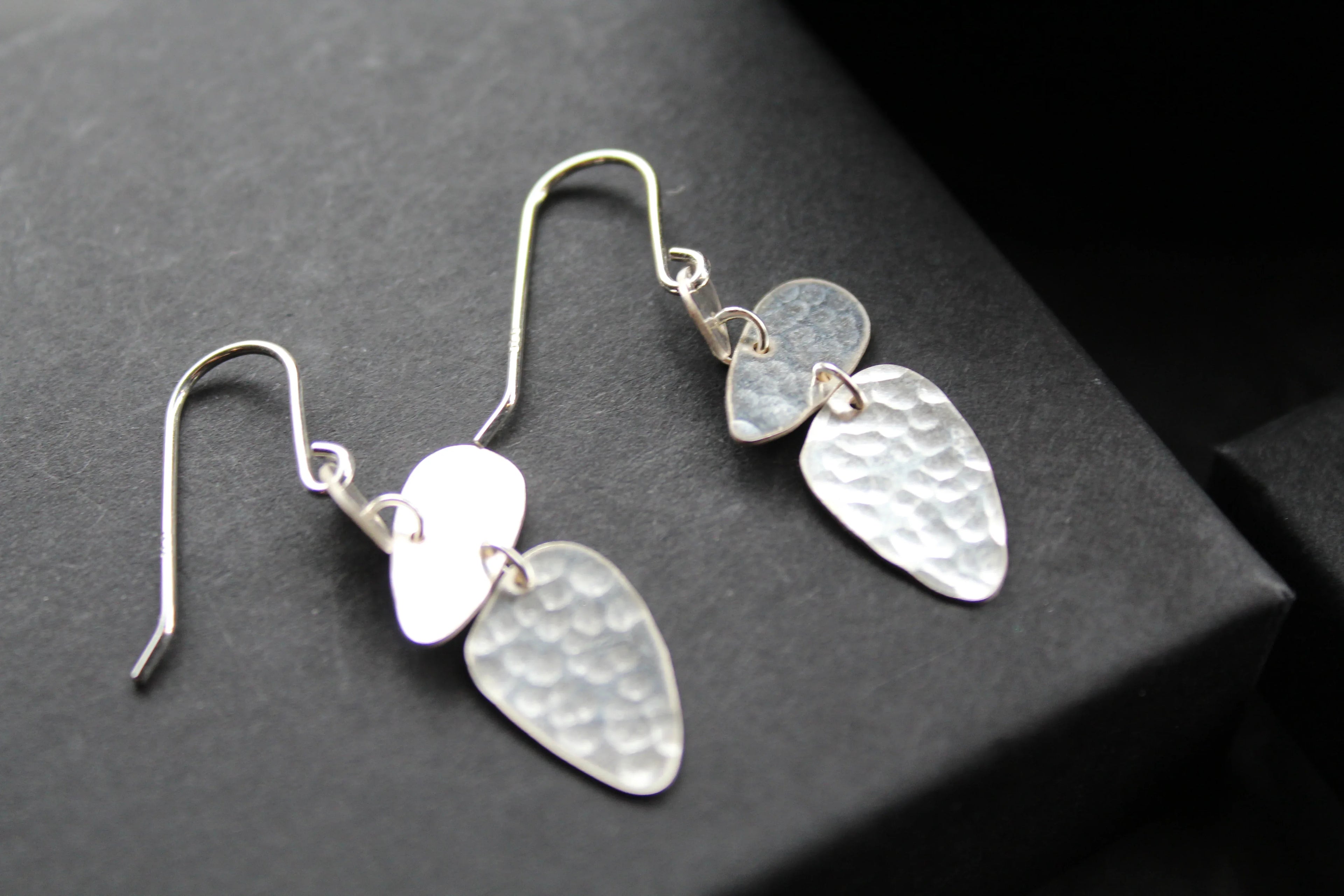 Abstract Pebble Hammered Earrings - Swax Jewellery Barmouth