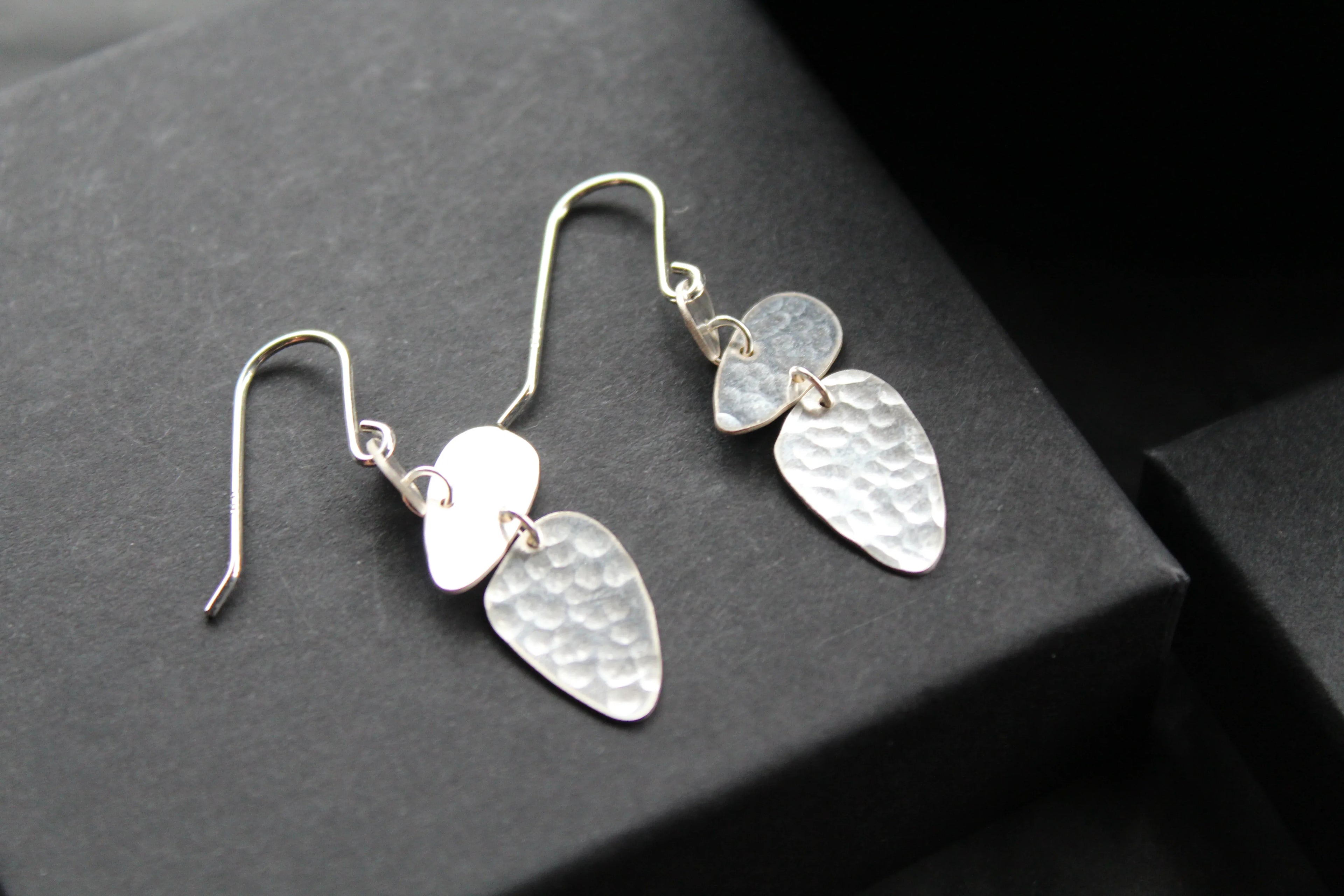 Abstract Pebble Hammered Earrings - Swax Jewellery Barmouth