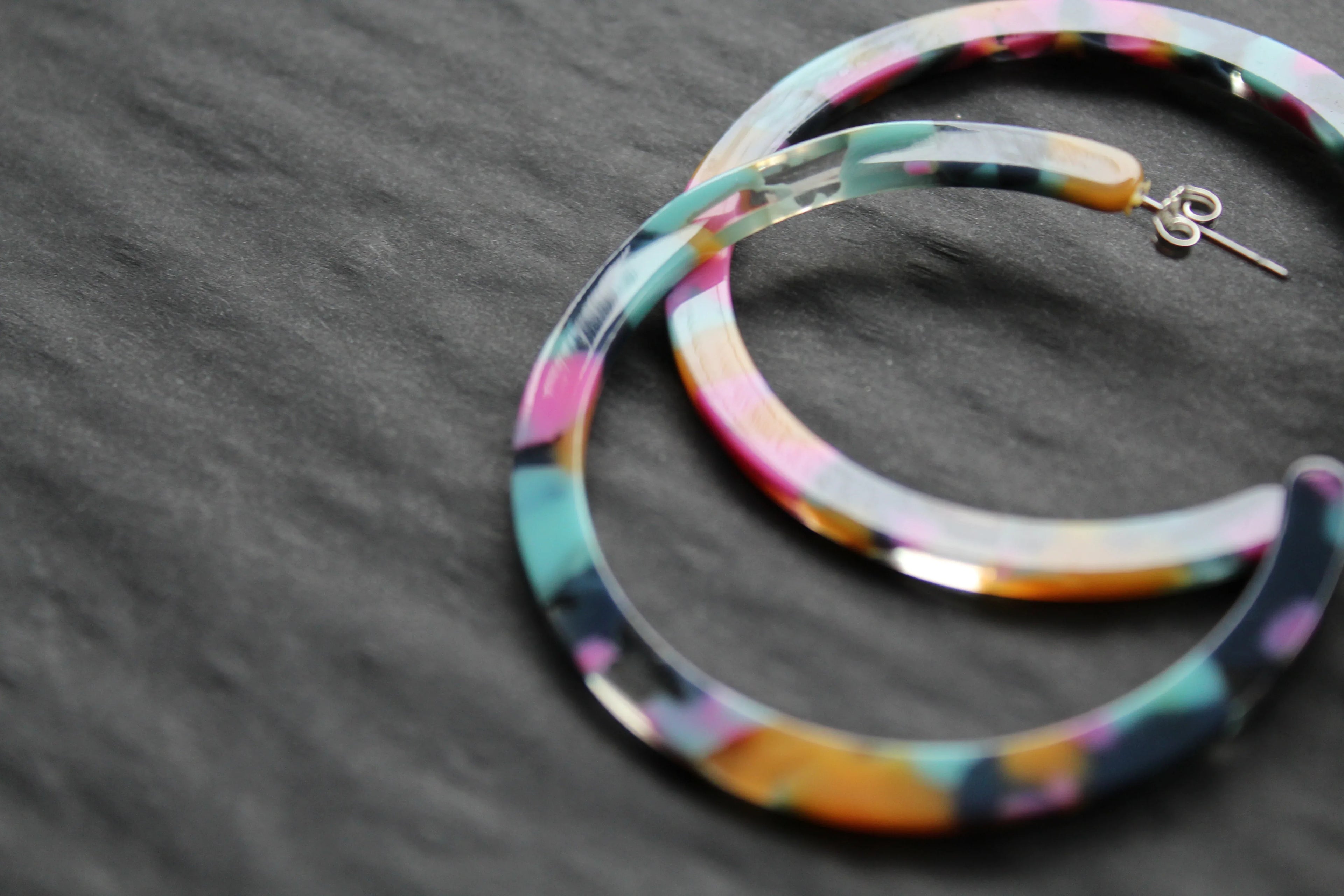 Acrylic Circle Hoop Stud Statement Earrings - Swax Jewellery Barmouth