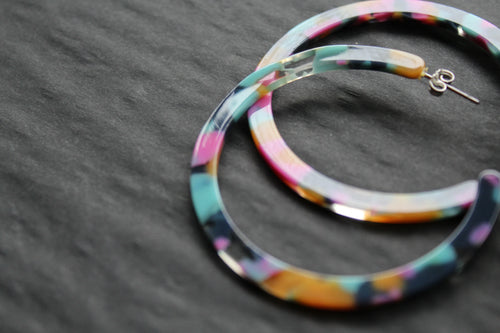 Acrylic Circle Hoop Stud Statement Earrings - Swax Jewellery Barmouth