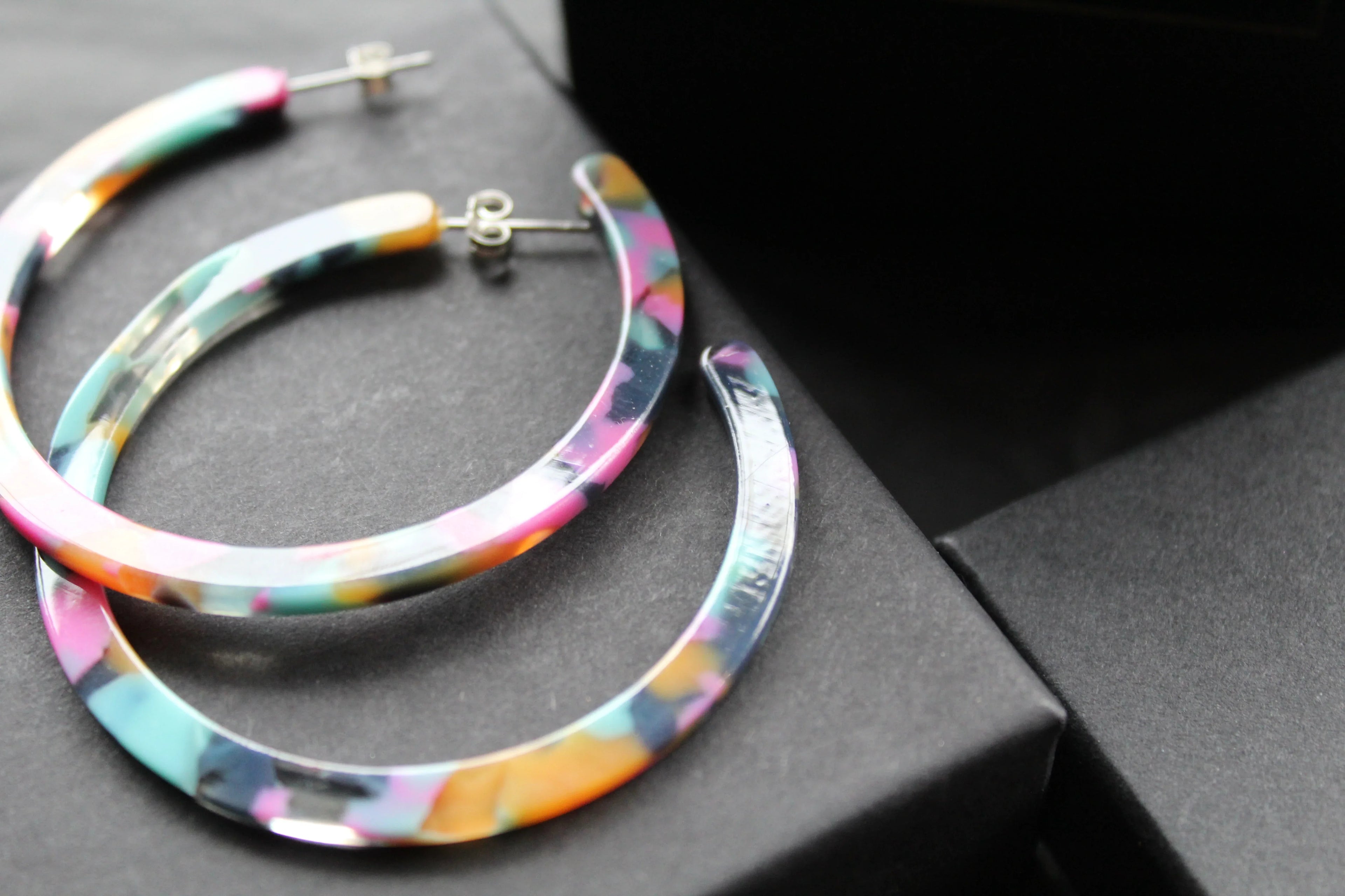 Acrylic Circle Hoop Stud Statement Earrings - Swax Jewellery Barmouth