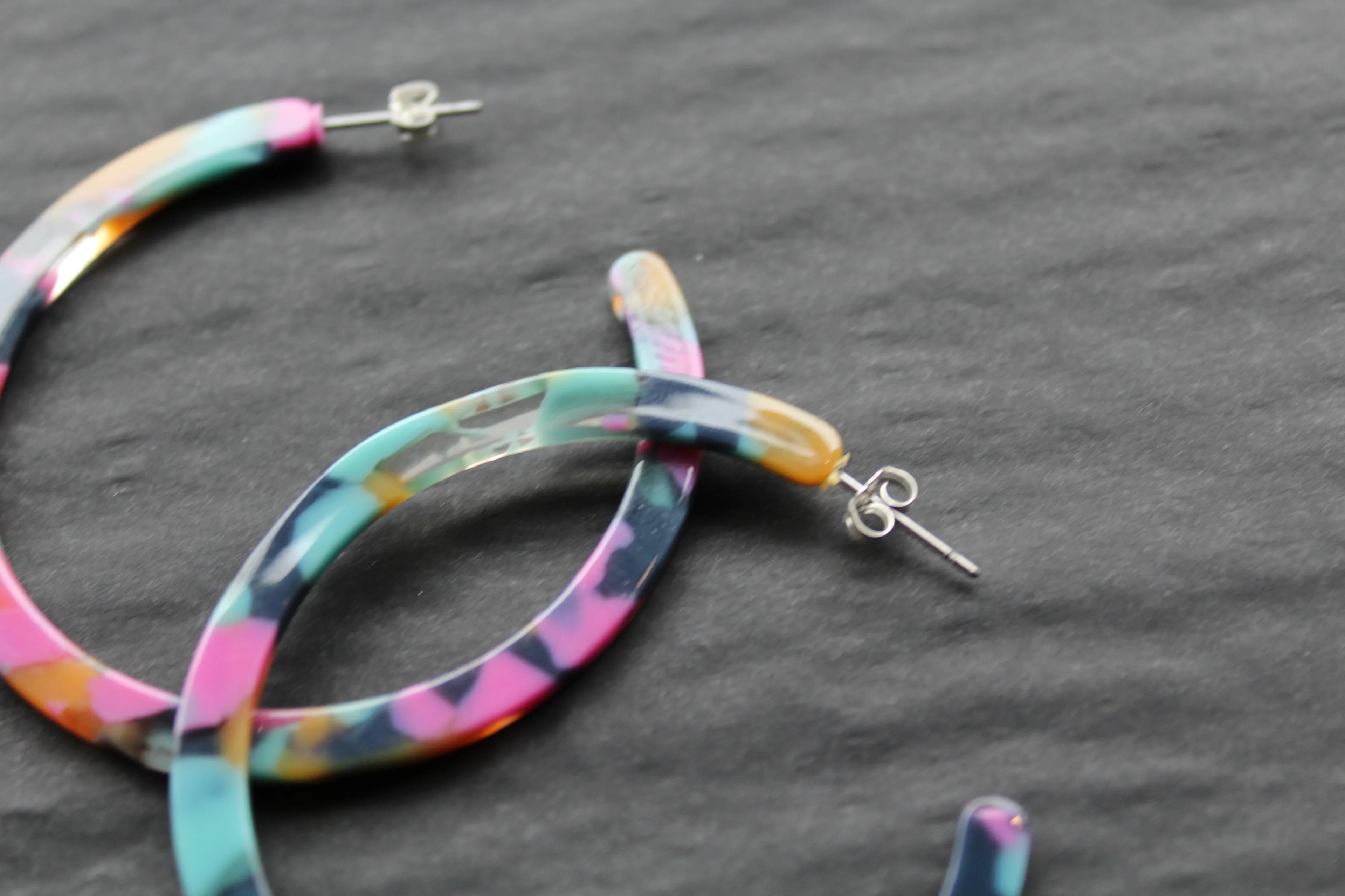 Acrylic Circle Hoop Stud Statement Earrings - Swax Jewellery Barmouth