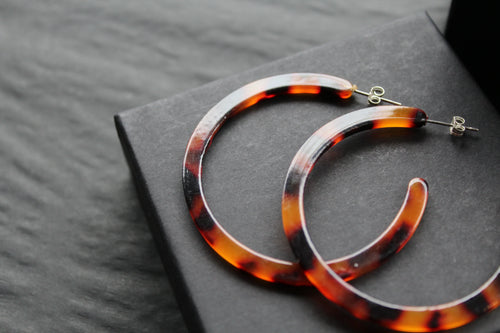 Acrylic Circle Hoop Stud Statement Earrings - Swax Jewellery Barmouth