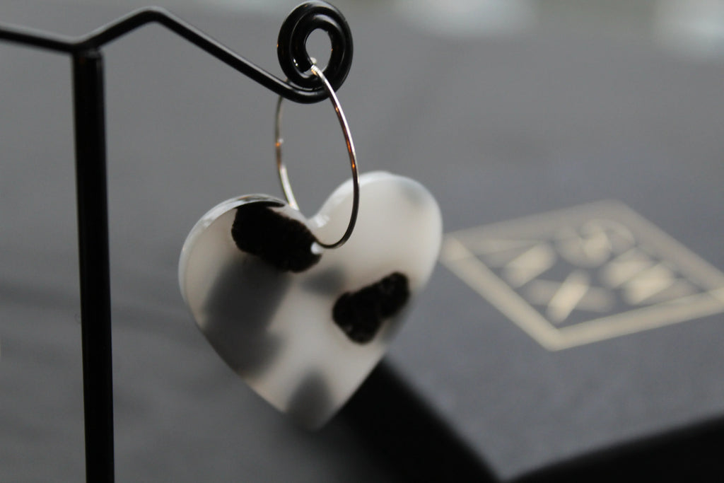 Acrylic Heart Hoops Black and White - Swax Jewellery Barmouth