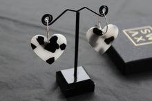 Load image into Gallery viewer, Acrylic Heart Hoops Black and White
