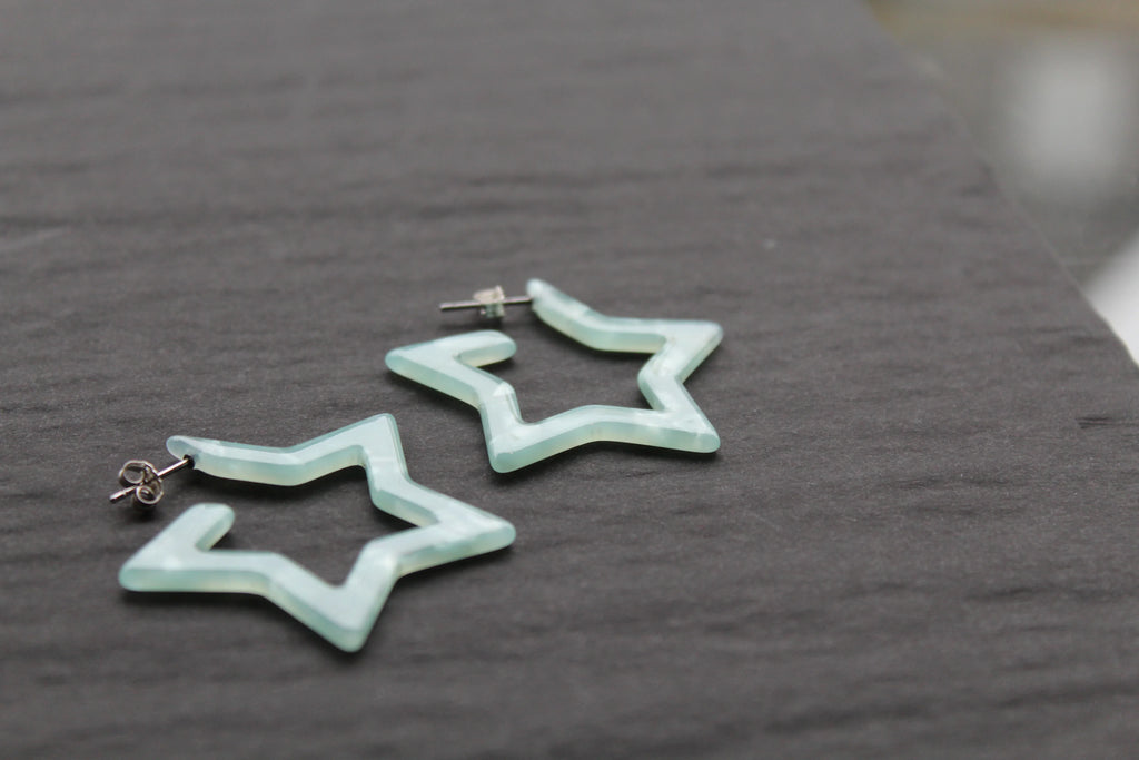 Acrylic Star Hoop Studs, Statement Earrings - Swax Jewellery Barmouth
