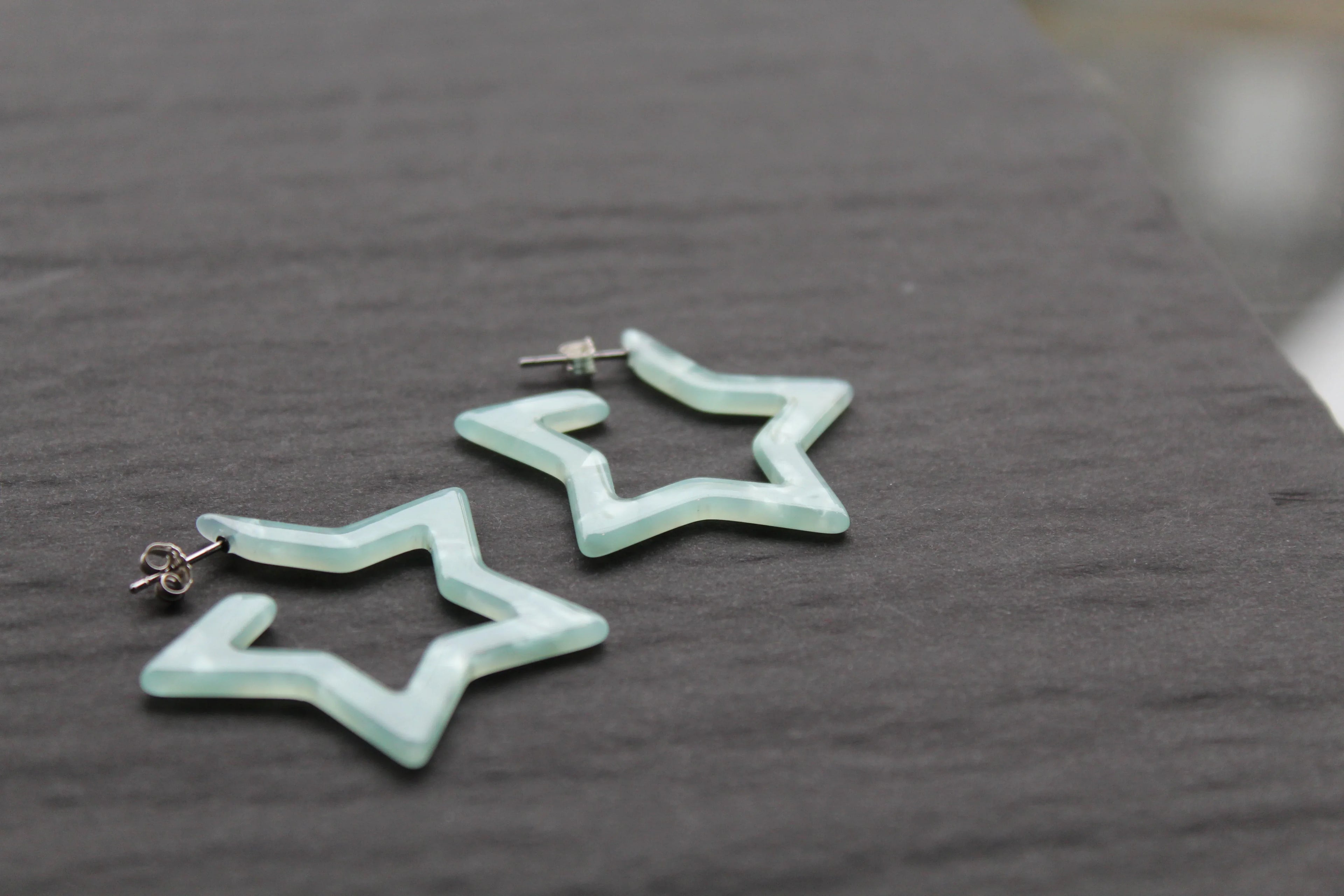 Acrylic Star Hoop Studs, Statement Earrings - Swax Jewellery Barmouth