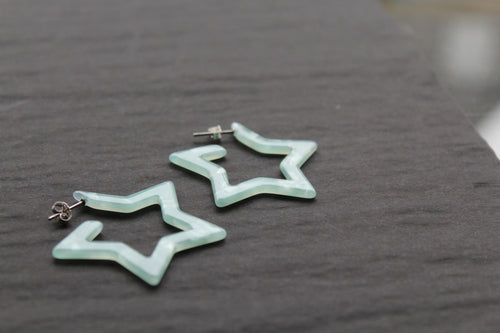 Acrylic Star Hoop Studs, Statement Earrings - Swax Jewellery Barmouth