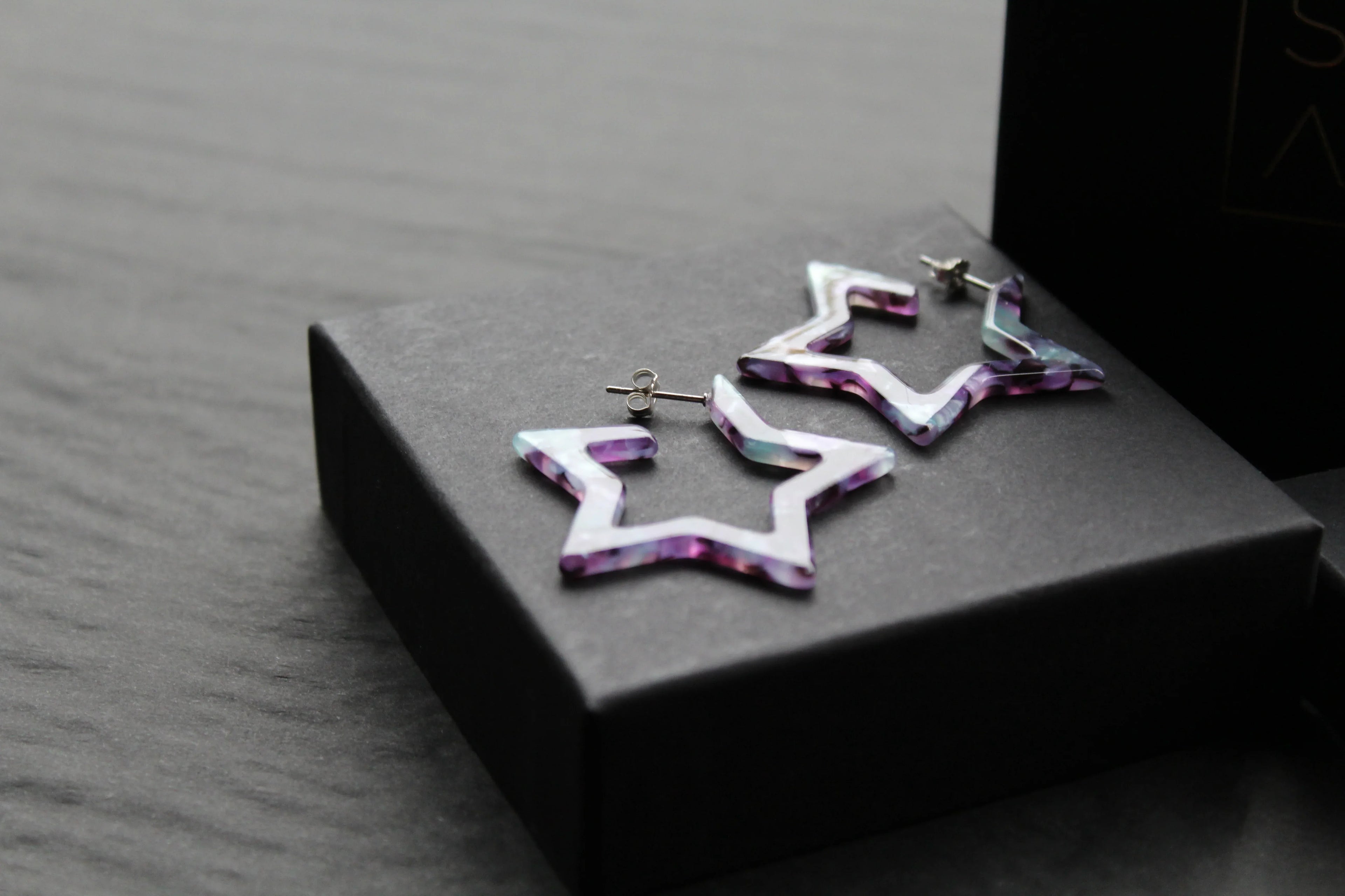 Acrylic Star Hoop Studs, Statement Earrings - Swax Jewellery Barmouth