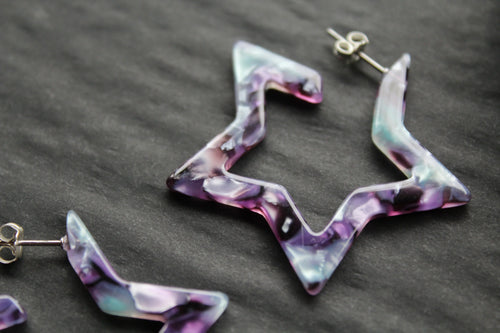 Acrylic Star Hoop Studs, Statement Earrings - Swax Jewellery Barmouth